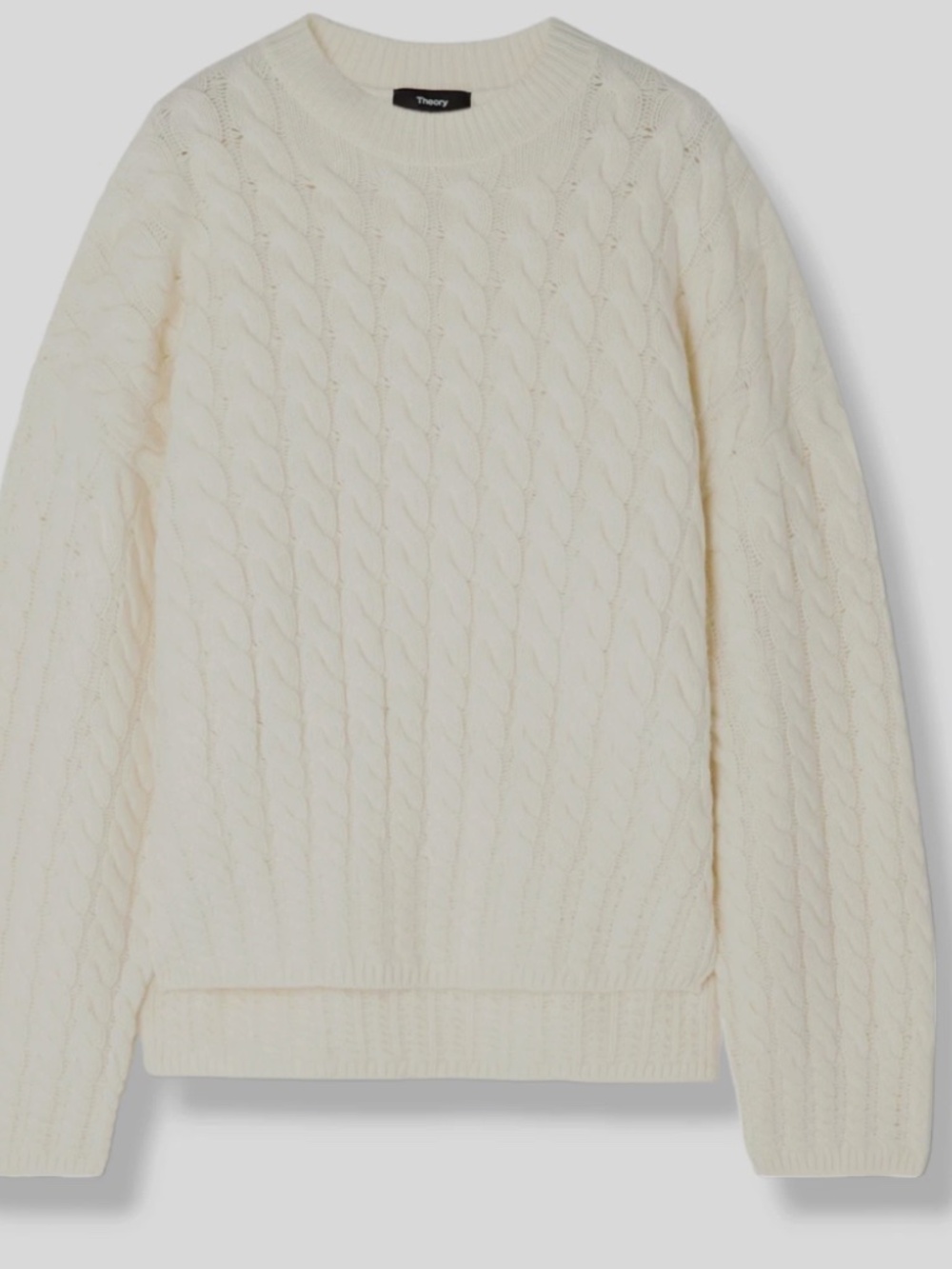Theory Karenia cable knit wool cashmere felted cream sweater S